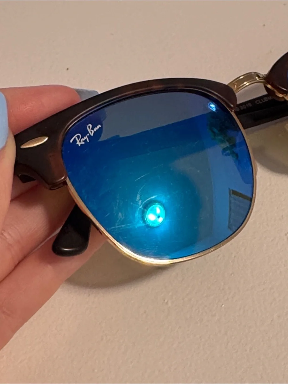 Ray-Ban Sunglasses with Blue Mirror Lenses and Tortoise Brow